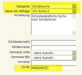 Schülersuche SVNr