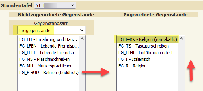 Freigegenstände Religion übernehmen