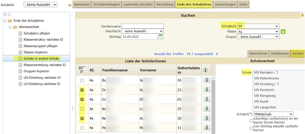 Schüler in andere Schule