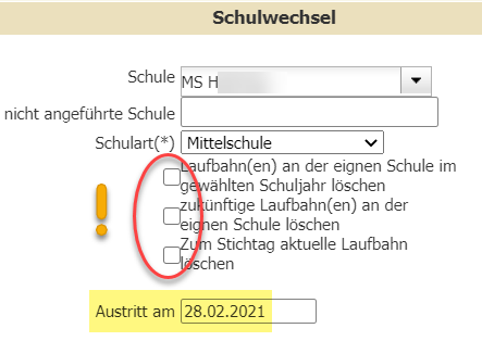 Schulwechsel im SJ - LB