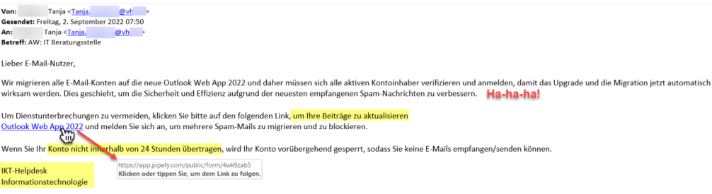 Phishing Mailzugangsdaten