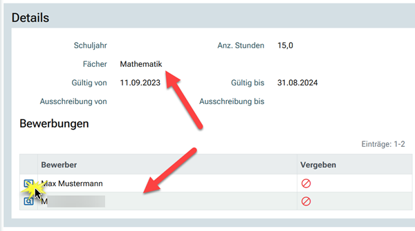 Bewerbungen Schuldatenbank
