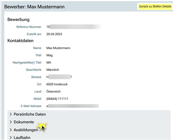 Bewerbungen Unterlagen